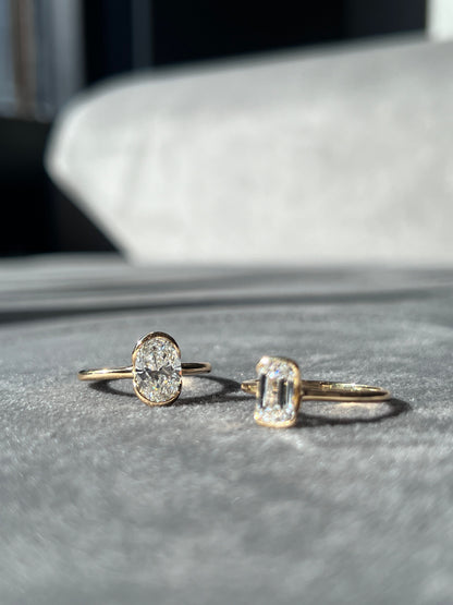 Oval Lab-Grown Diamond Half-Bezel Ring