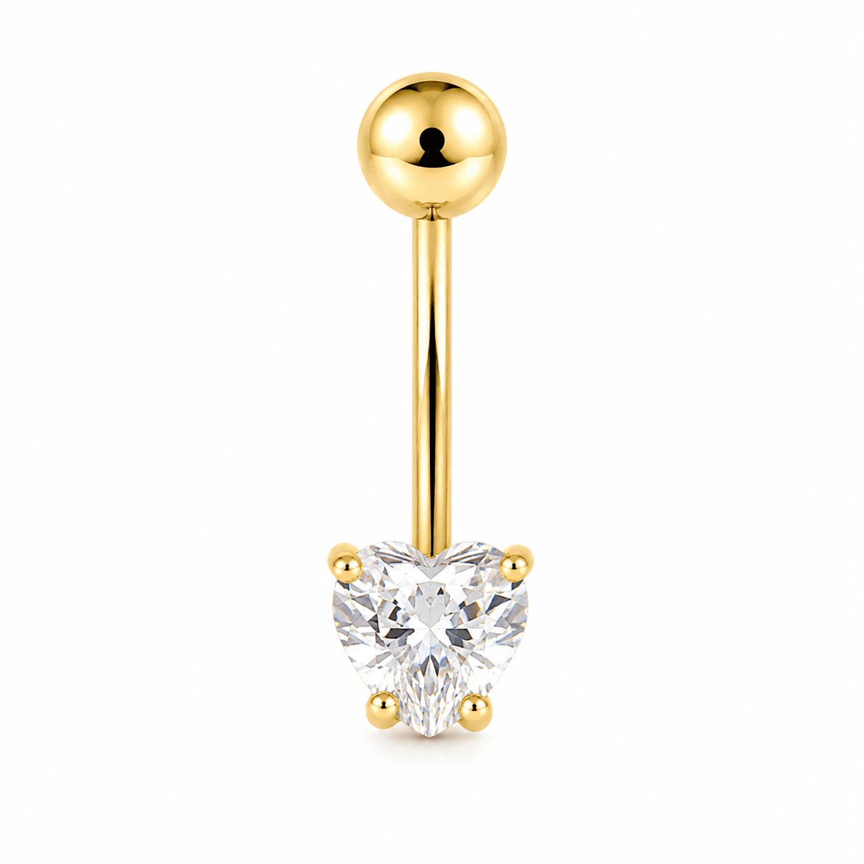 14K Heart CZ Belly Piercing