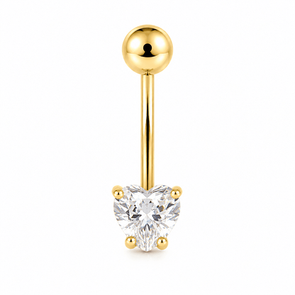 14K Heart CZ Belly Piercing