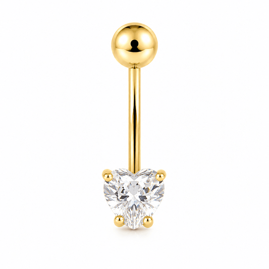 14K Heart CZ Belly Piercing