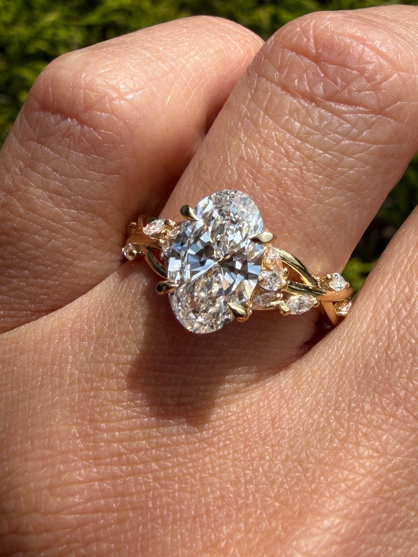14K Yellow Gold Oval Lab-Grown Diamond Garden Ring