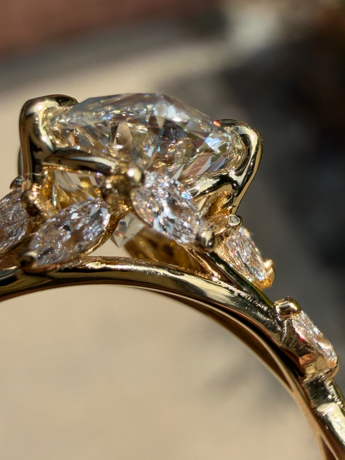 2.50 CTW Yellow Gold Oval Lab-Grown Diamond Garden Ring