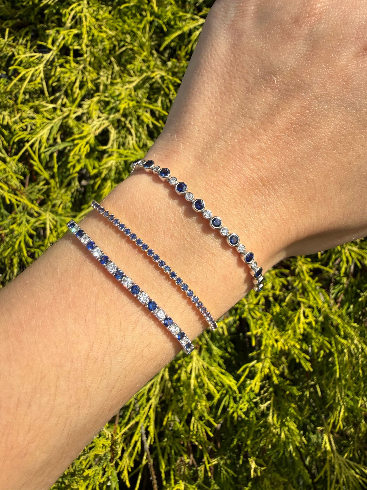 Synthetic Blue Sapphire Stackable Bracelet