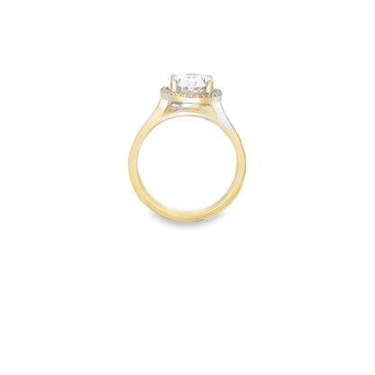 14K YG DIA OVAL HALO DOUBLE BAND ENGAGEMENT RING