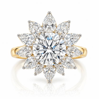 2-1/2 CTW Lab-Grown Diamond Flower Ballerina Ring