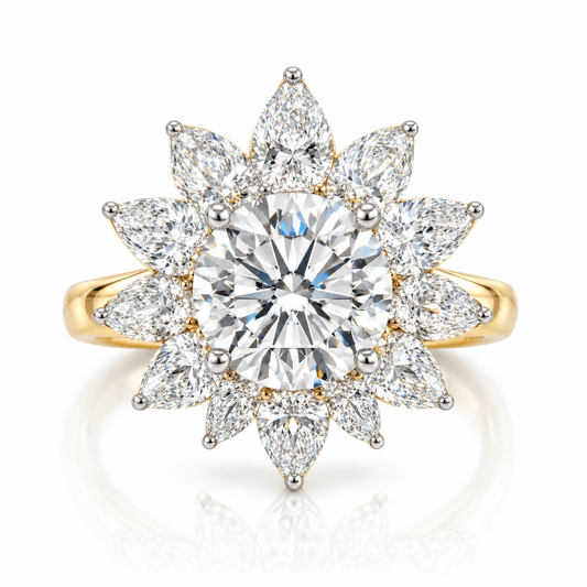 2-1/2 CTW Lab-Grown Diamond Flower Ballerina Ring