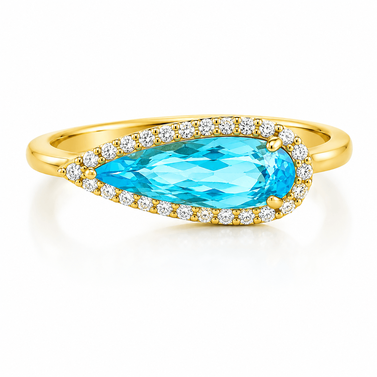 Pear-Shape Topaz Halo Ring