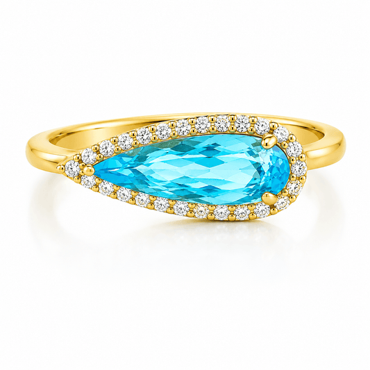 Pear-Shape Topaz Halo Ring
