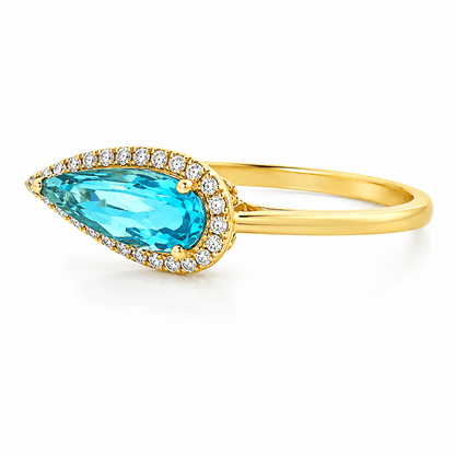 Pear-Shape Topaz Halo Ring