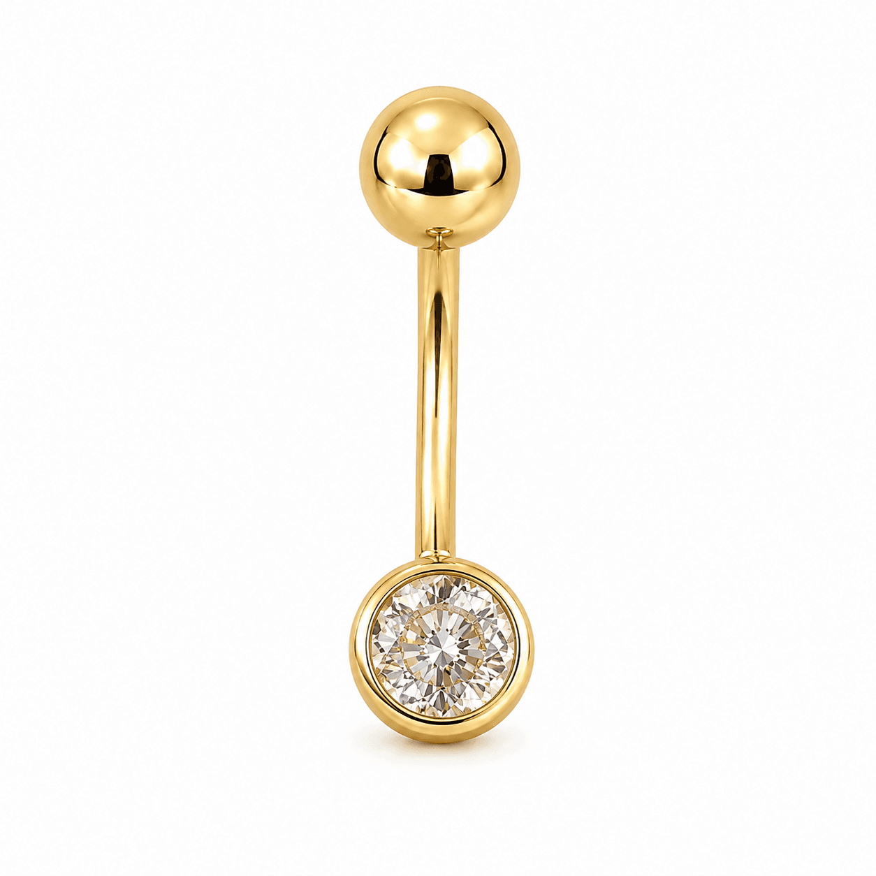 14K Round Bezel Belly Ring