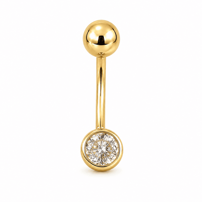 14K Round Bezel Belly Ring