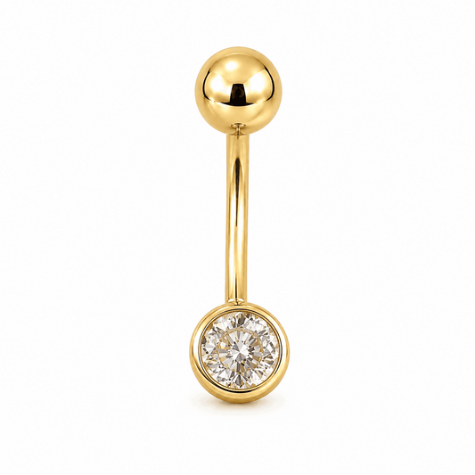 14K Round Bezel Belly Ring