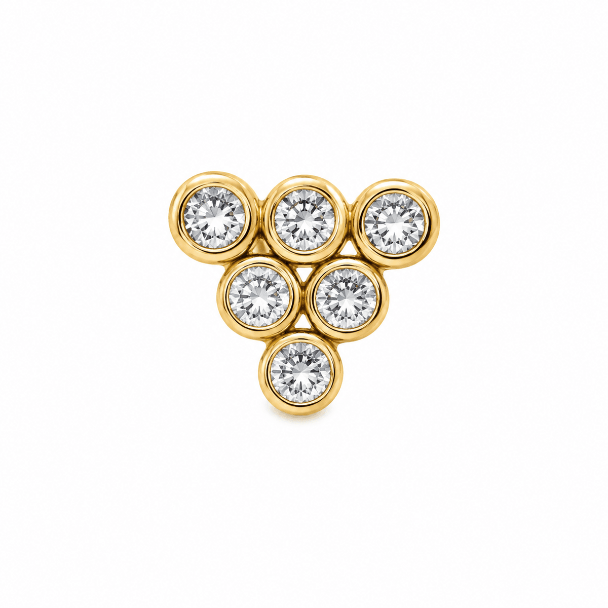 14K Pyramid Round Bezel CZ Cartilage Piercing