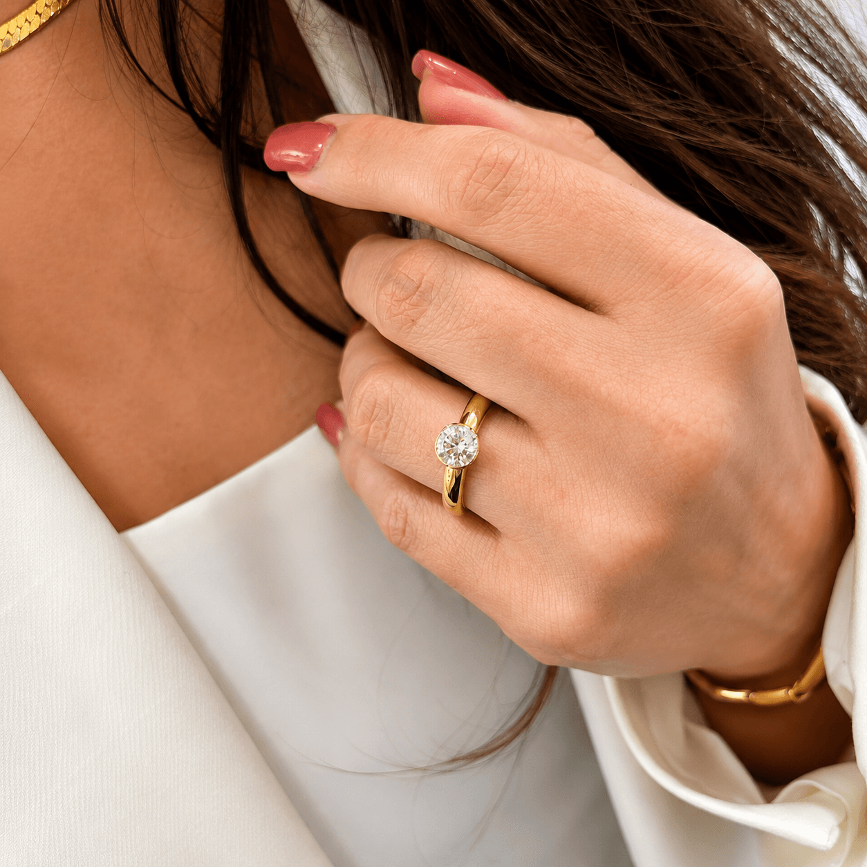 14K Yellow Gold Diamond Solitaire Ring