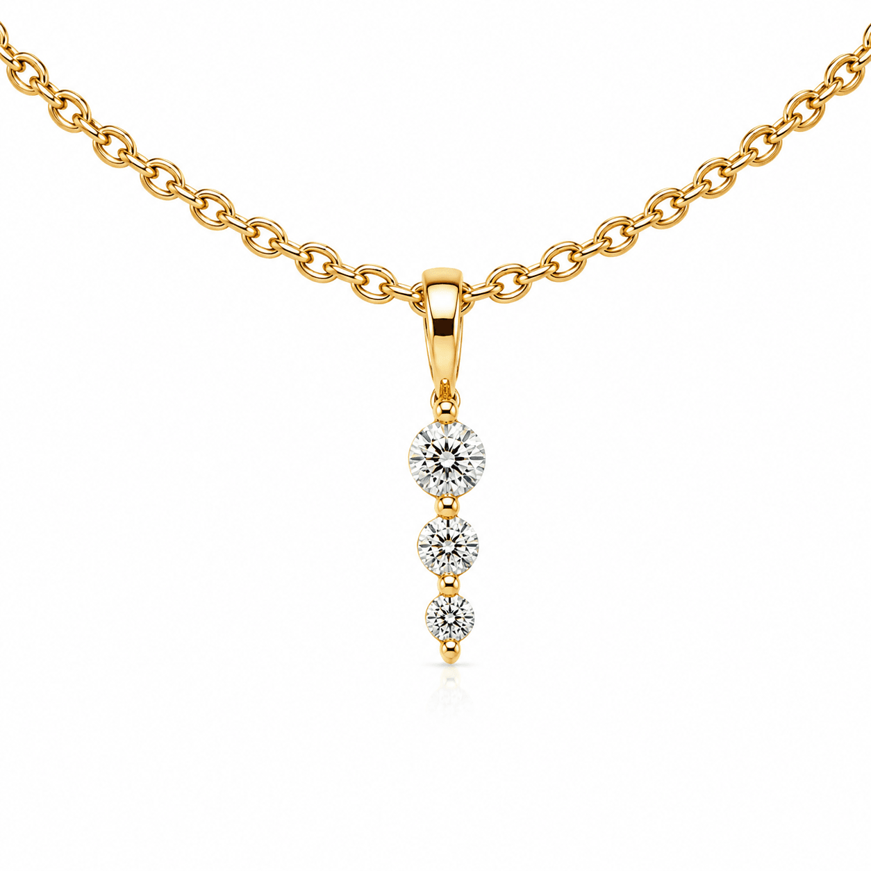 Three-Stone Diamond Drop Necklace