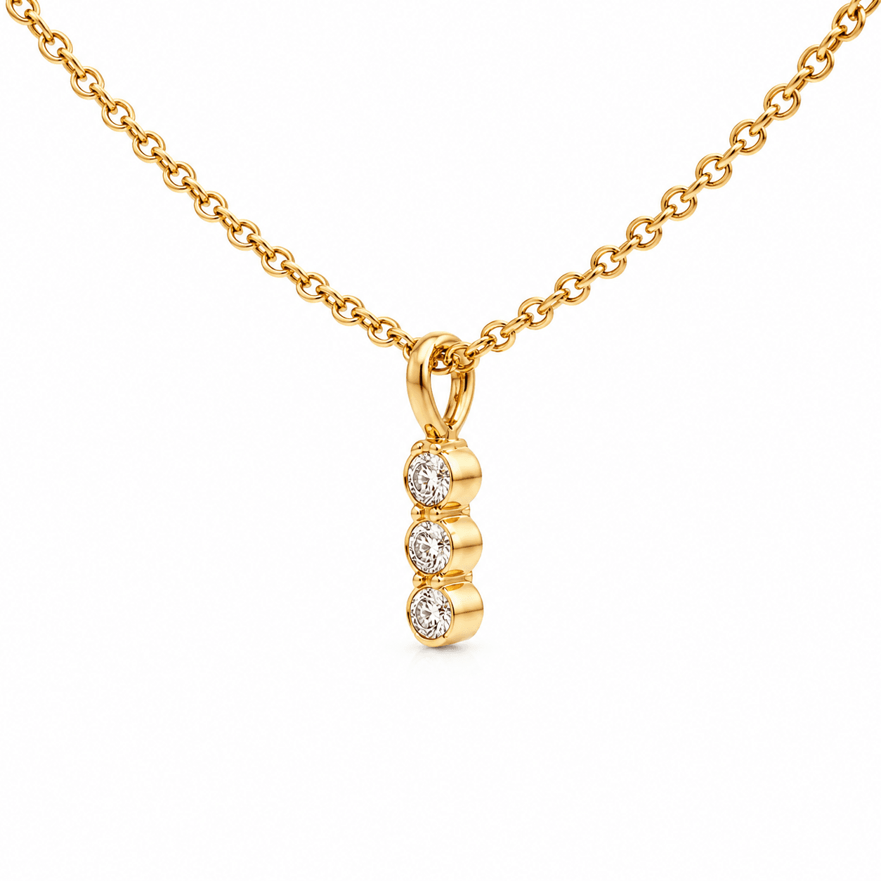 Three-Stone Diamond Drop Necklace