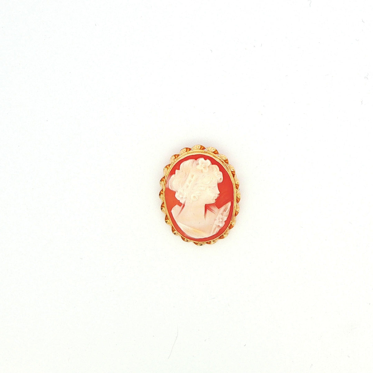 14K Yellow Gold Shell Cameo Brooch