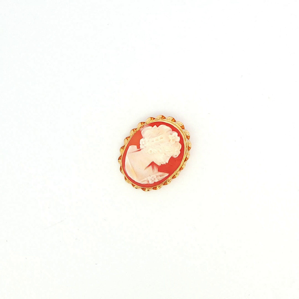 14K Yellow Gold Shell Cameo Brooch