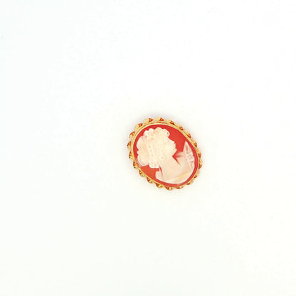 14K Yellow Gold Shell Cameo Brooch