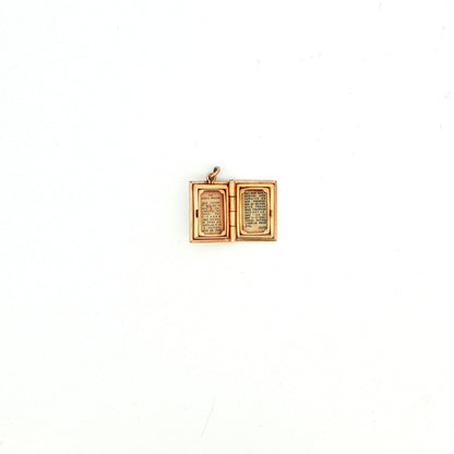 14K Yellow Gold Enamel Bible Charm