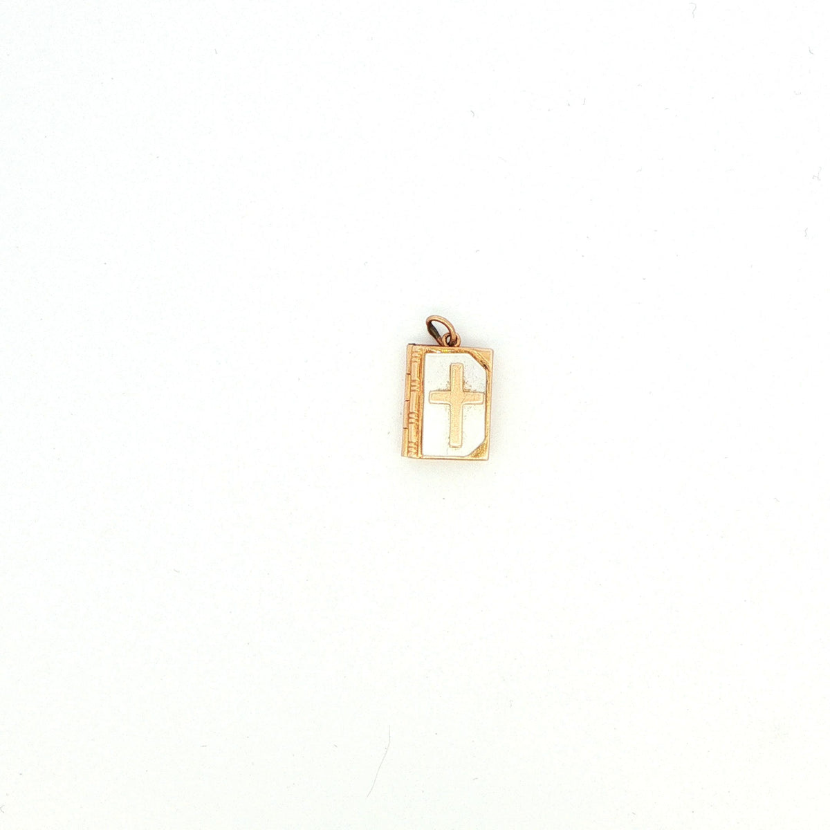 14K Yellow Gold Enamel Bible Charm
