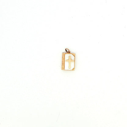 14K Yellow Gold Enamel Bible Charm
