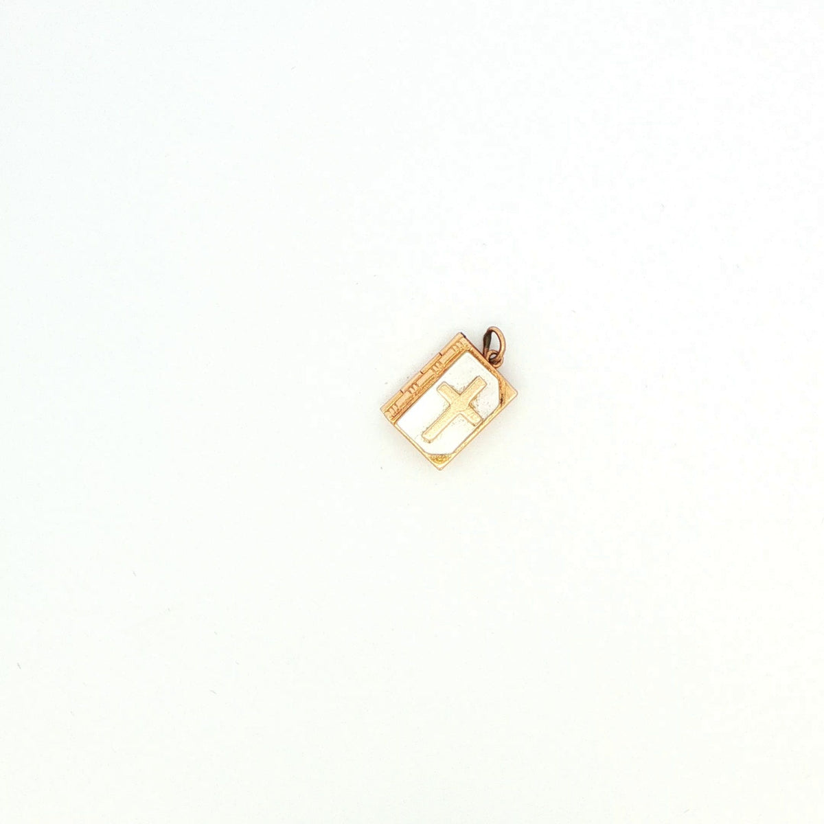 14K Yellow Gold Enamel Bible Charm