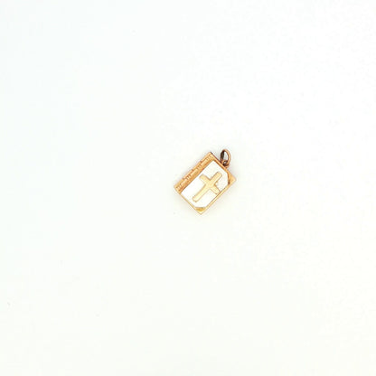 14K Yellow Gold Enamel Bible Charm