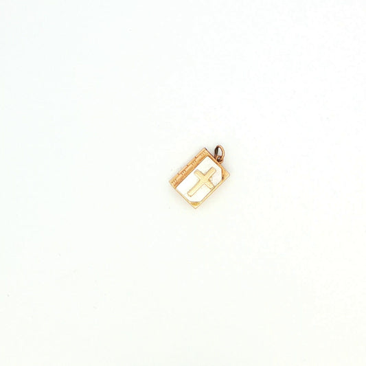 14K Yellow Gold Enamel Bible Charm