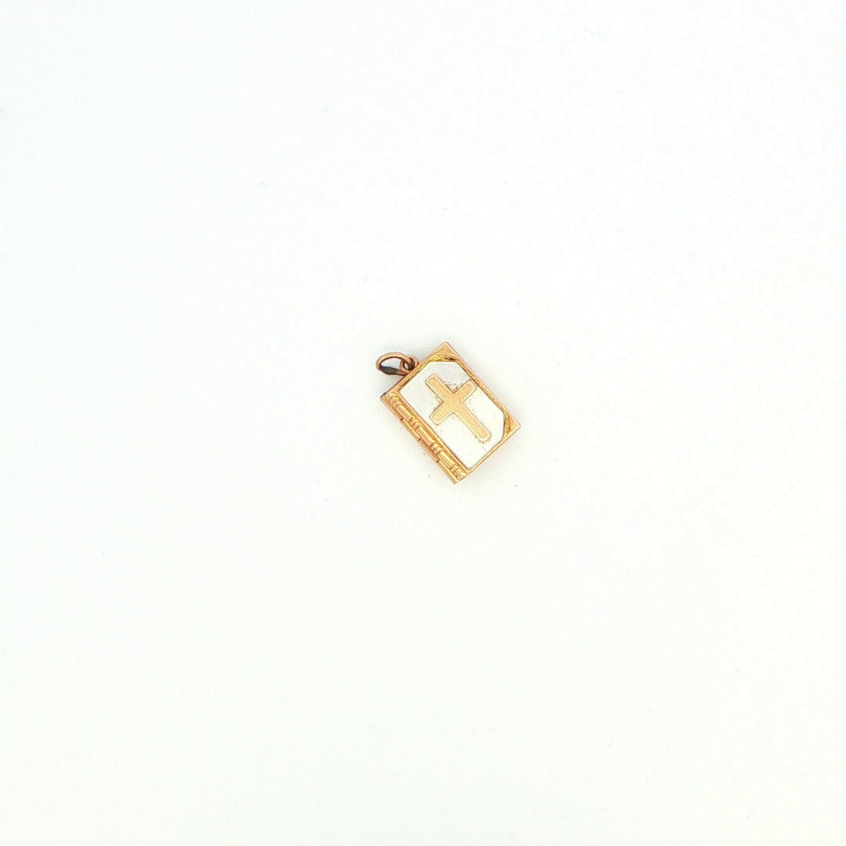14K Yellow Gold Enamel Bible Charm