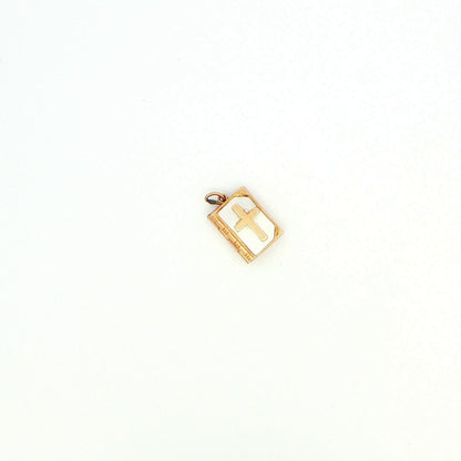14K Yellow Gold Enamel Bible Charm