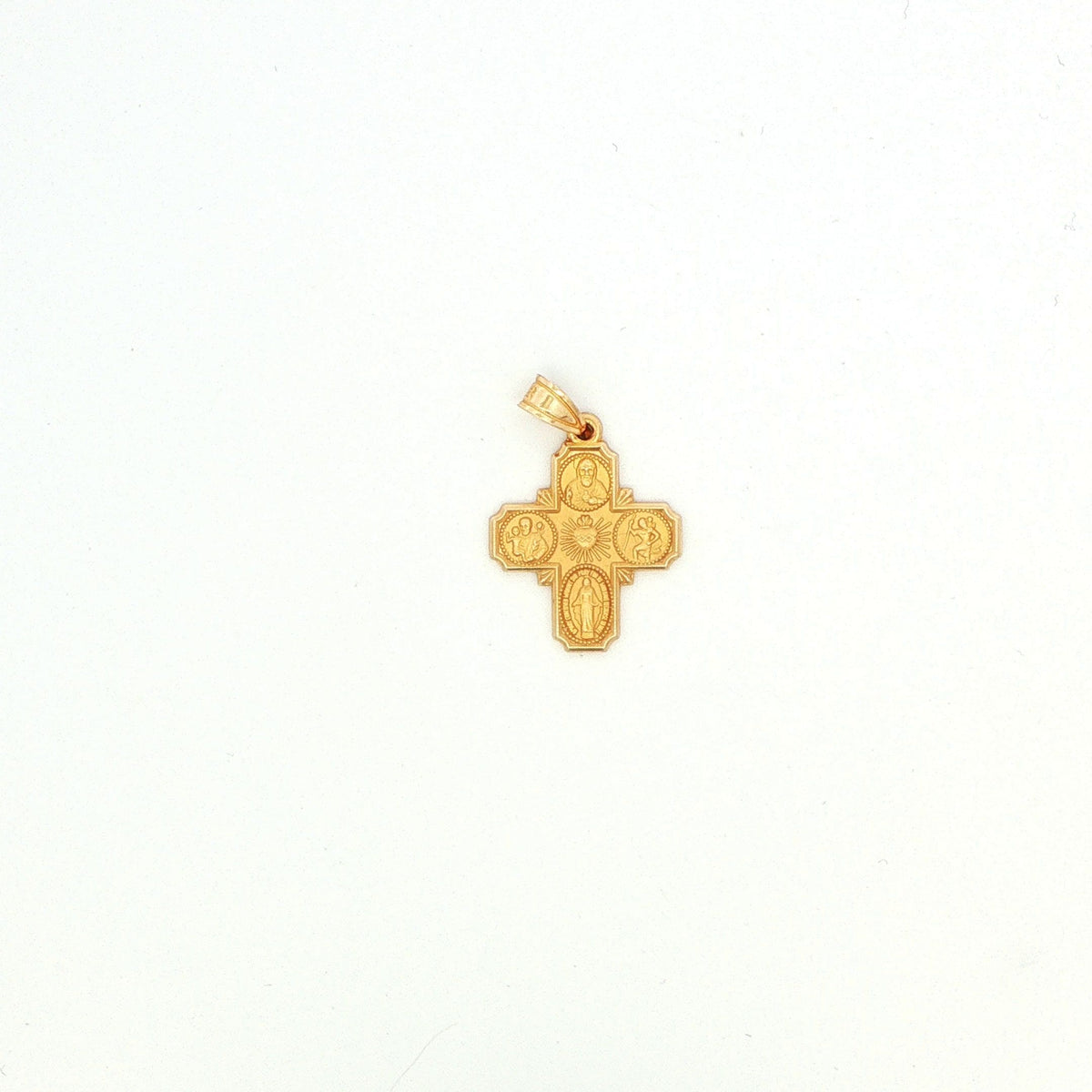 14K Yellow Gold Ornate Catholic Cross Pendant