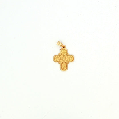 14K Yellow Gold Ornate Catholic Cross Pendant