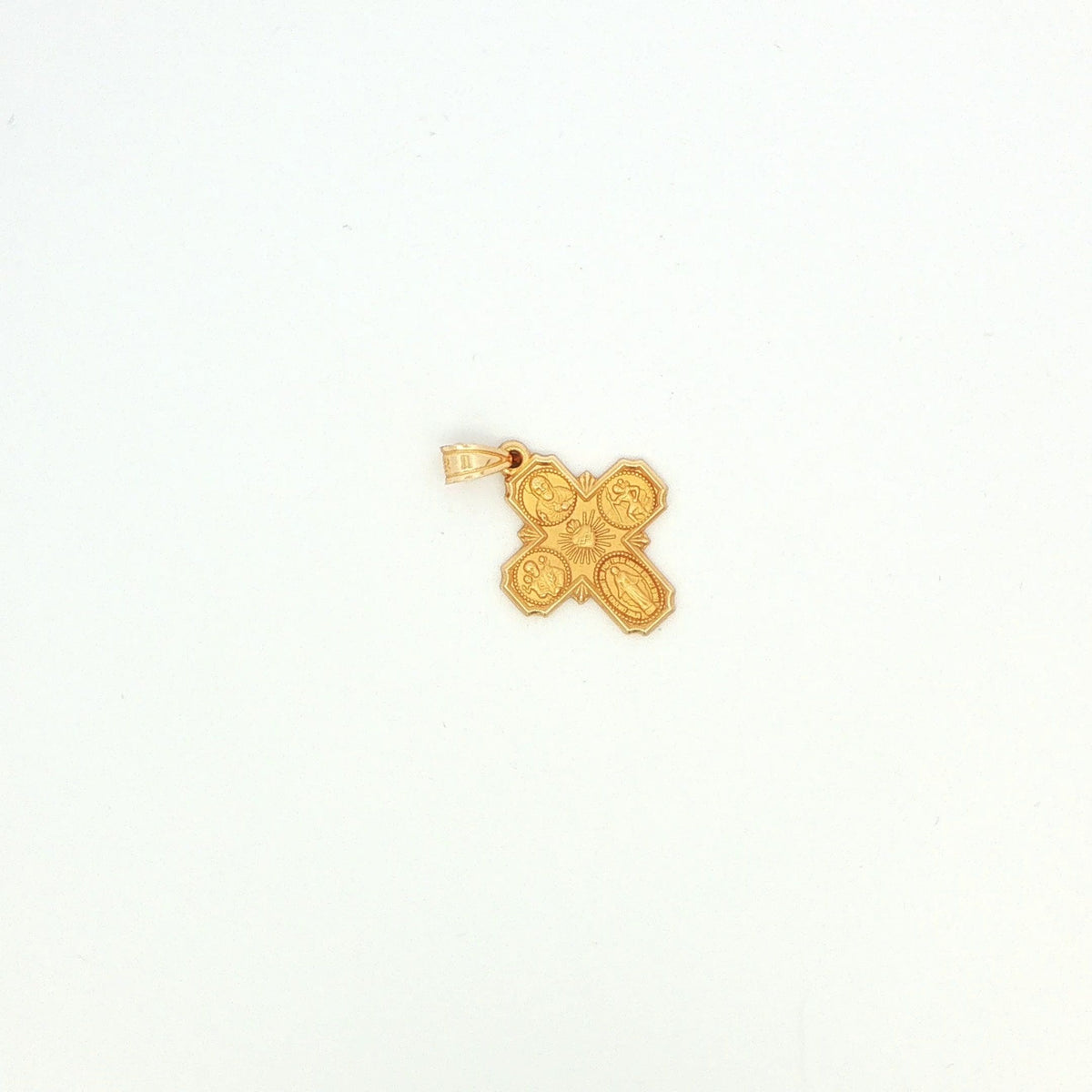 14K Yellow Gold Ornate Catholic Cross Pendant