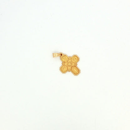 14K Yellow Gold Ornate Catholic Cross Pendant