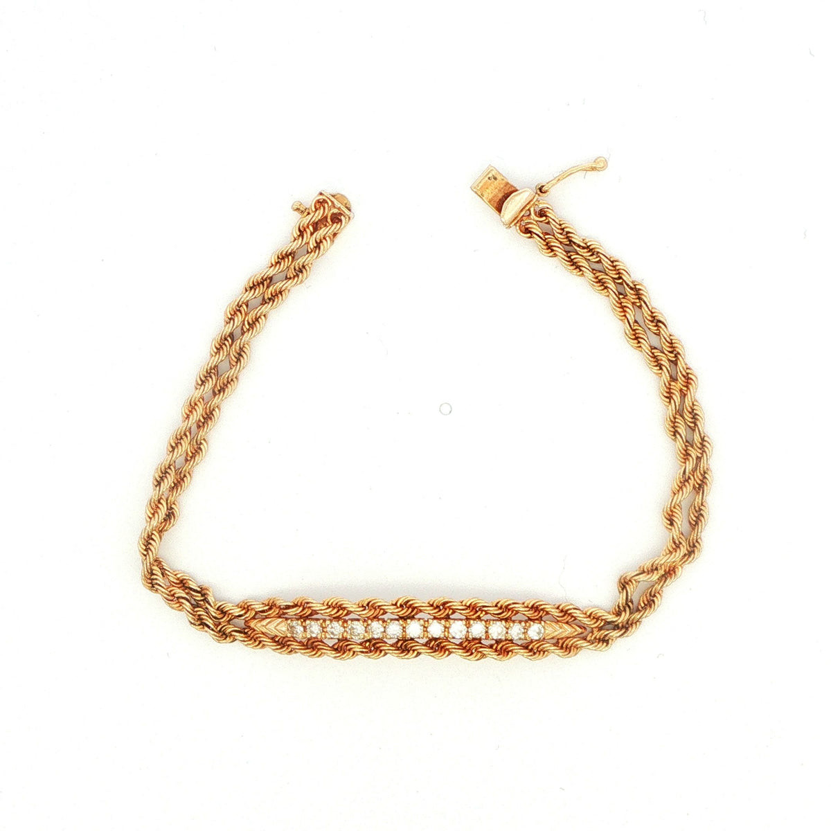 14K YG Braided 0.60 CT TW. Diamond Bar Bracelet