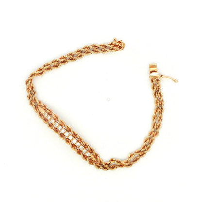 14K YG Braided 0.60 CT TW. Diamond Bar Bracelet