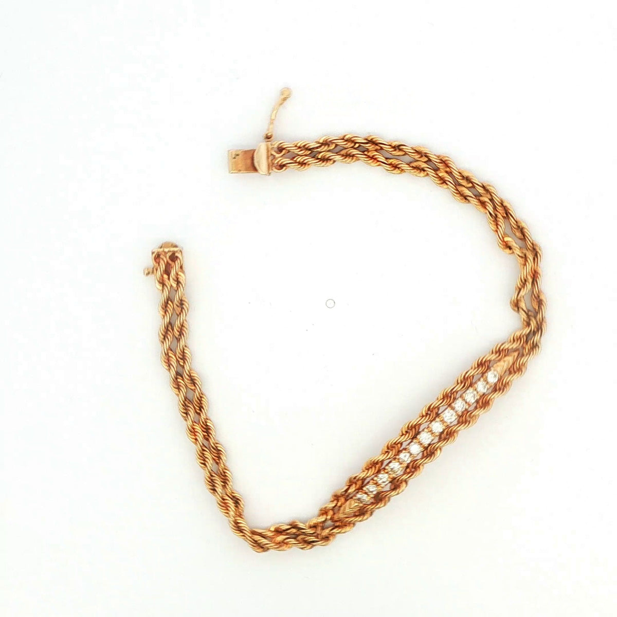 14K YG Braided 0.60 CT TW. Diamond Bar Bracelet