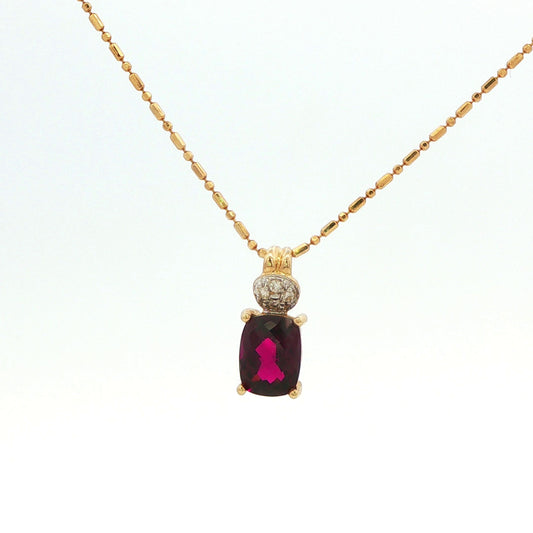 Rhodolite Garnet & Diamond Pendant Necklace