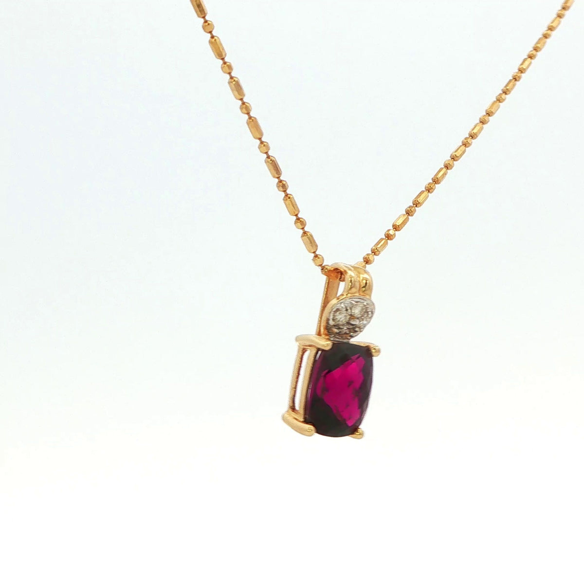 Rhodolite Garnet & Diamond Pendant Necklace