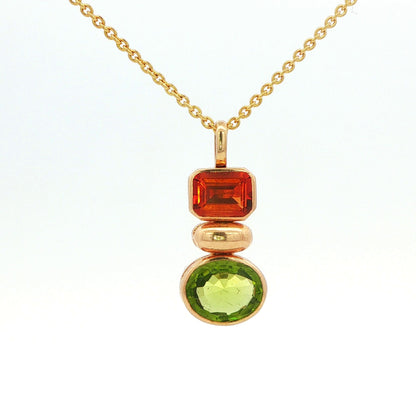 Peridot & Citrine Yellow Gold Pendant Necklace