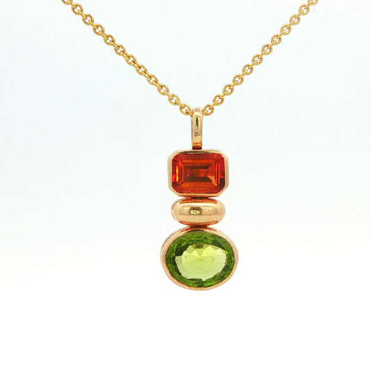 Peridot & Citrine Yellow Gold Pendant Necklace