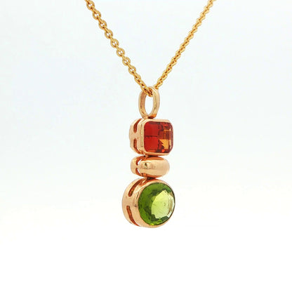 Peridot & Citrine Yellow Gold Pendant Necklace