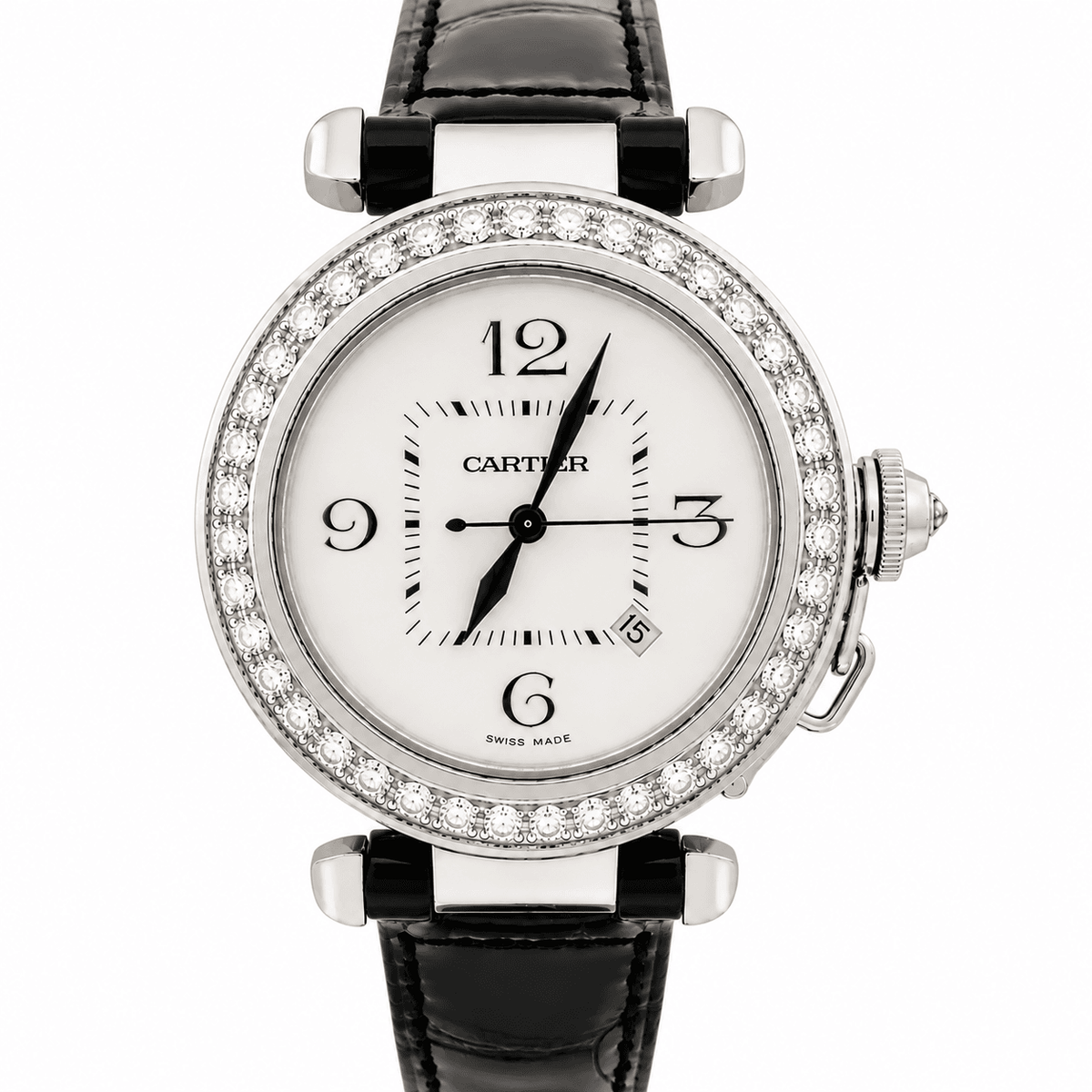 18K Cartier Diamond-Set Ladies Wristwatch