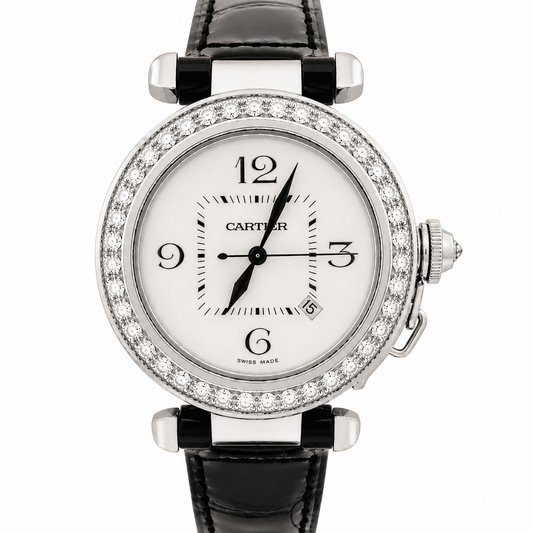 18K Cartier Diamond-Set Ladies Wristwatch