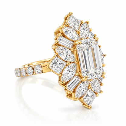 6.23 CTW Emerald-Cut Multi-Shape Lab-Grown Diamond Cocktail Ring