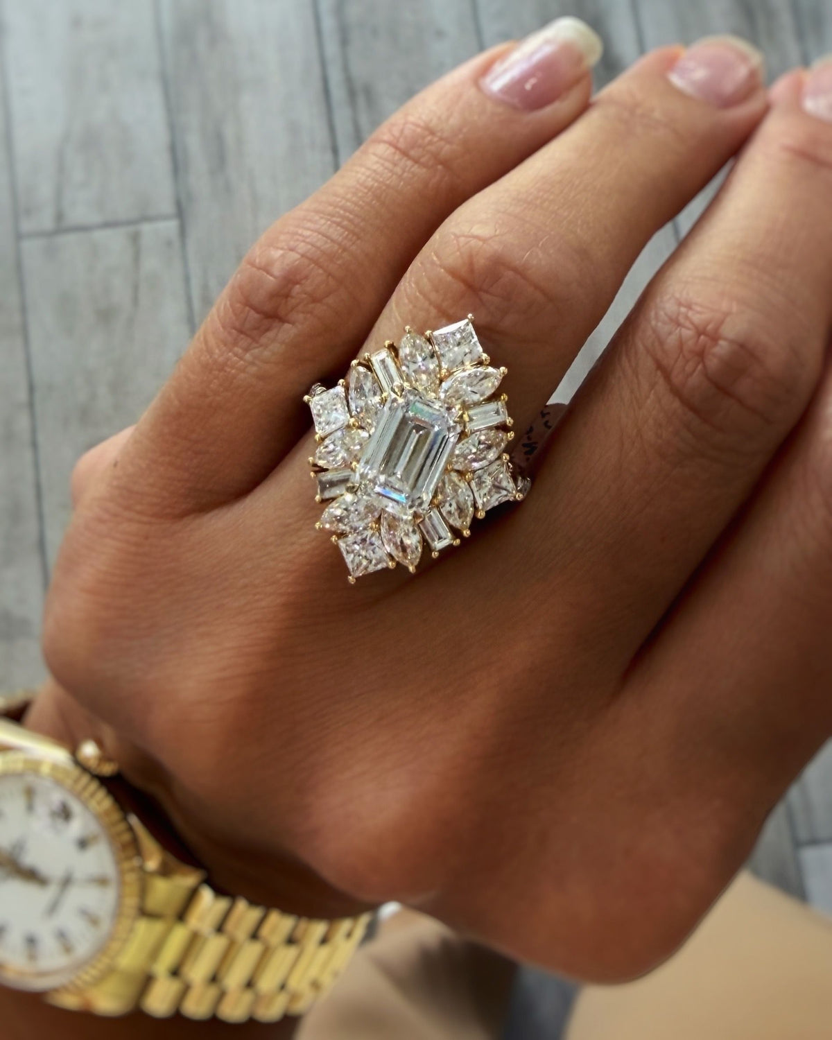 6.23 CTW Emerald-Cut Multi-Shape Lab-Grown Diamond Cocktail Ring