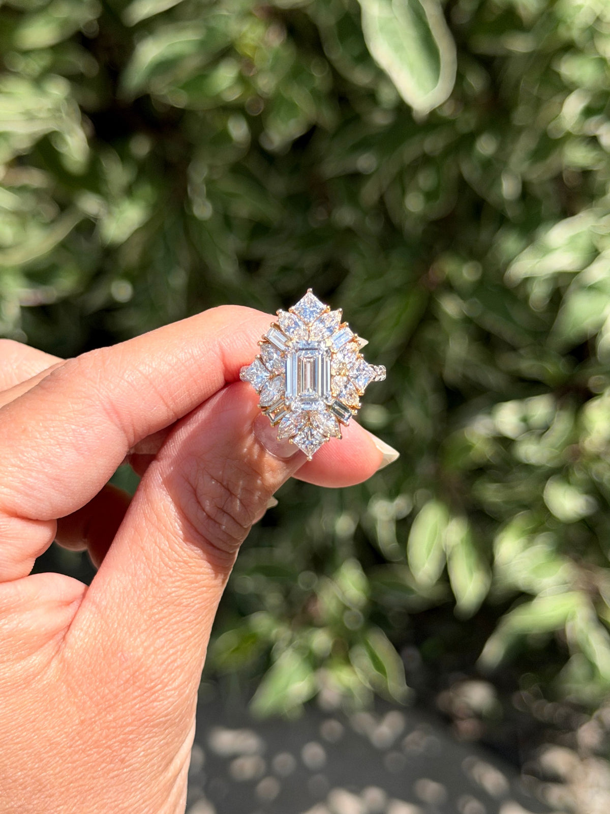 6.23 CTW Emerald-Cut Multi-Shape Lab-Grown Diamond Cocktail Ring