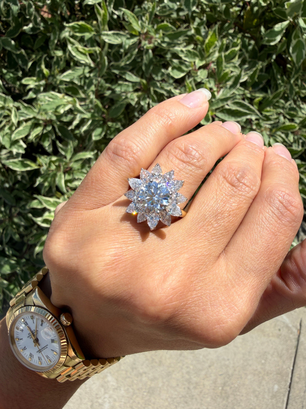 2-1/2 CTW Lab-Grown Diamond Flower Ballerina Ring