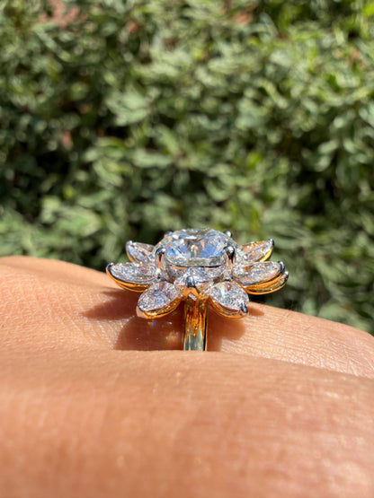 2-1/2 CTW Lab-Grown Diamond Flower Ballerina Ring